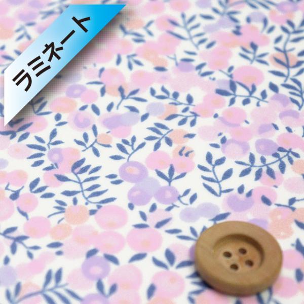 【サンドウオリジナルカラー】リバティ・ファブリックス タナローン【ラミネート加工】（Wiltshire ウィルトシャー）ピンクインノクターン／40cm【3339009・J21F】