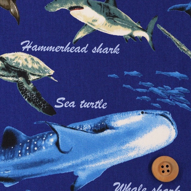 海の生きもの／ブルー【オックス生地】