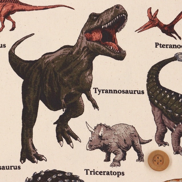 リアル恐竜／生成り【オックス生地】