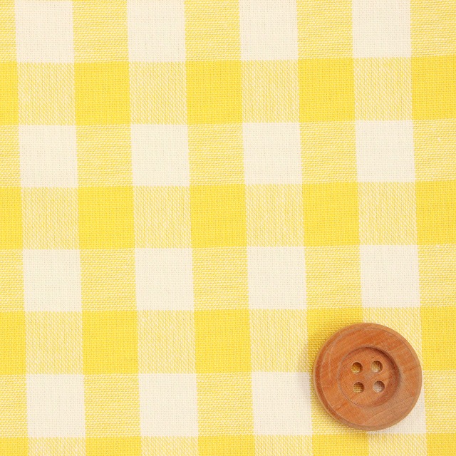 （太）パステルカラーギンガムチェック／イエロー【T/C生地】