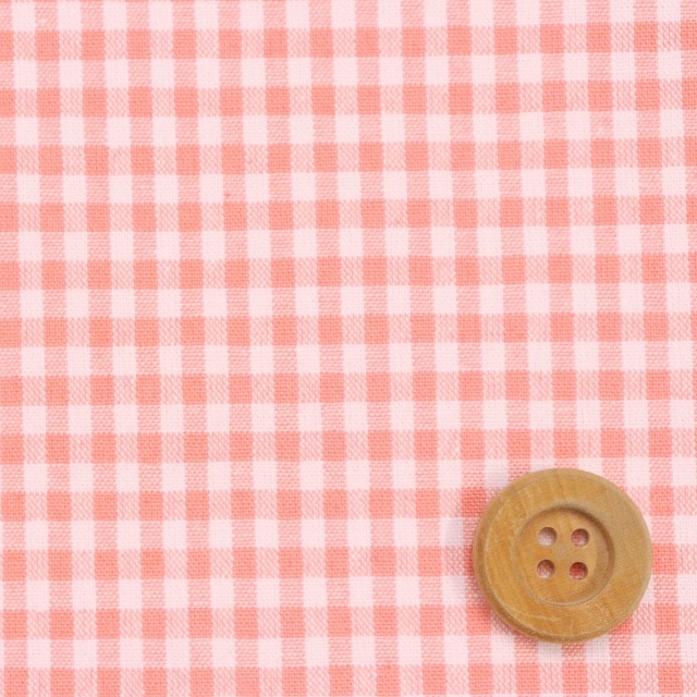 細）パステルカラーギンガムチェック／ピンク【T/C生地】 | チェック