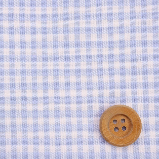 （細）パステルカラーギンガムチェック／ブルー【T/C生地】