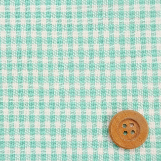 （細）パステルカラーギンガムチェック／グリーン【T/C生地】