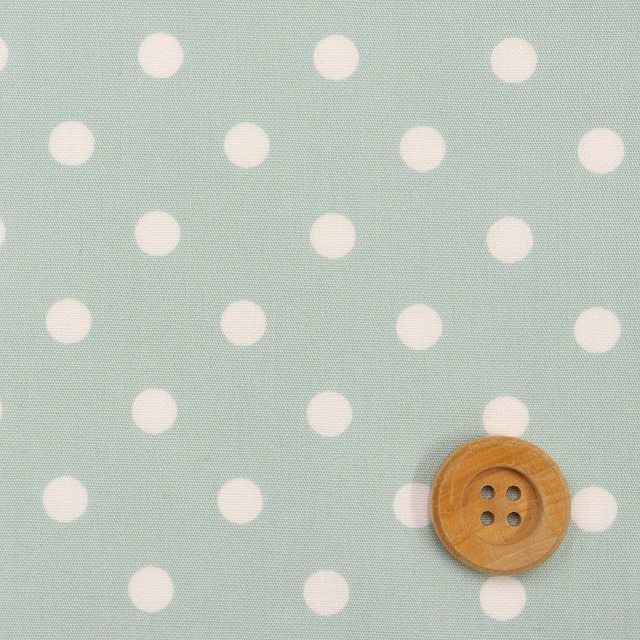 ペールカラードット／ミントグリーン【シーチング生地】