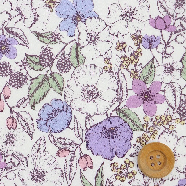 リバティ・ファブリックス タナローン（Bramble ブランブル）ブルー＆パープル【21-3631236・ZE】