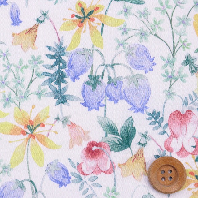 リバティ・ファブリックス タナローン（Hakuba ハクバ）レッド＆ブルー＆イエロー【24-363J4218・XE】