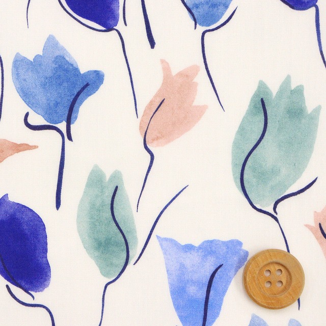 リバティ・ファブリックス タナローン（Tulip Shadow チューリップ・シャドー）ブルー【21-3631229・BE】