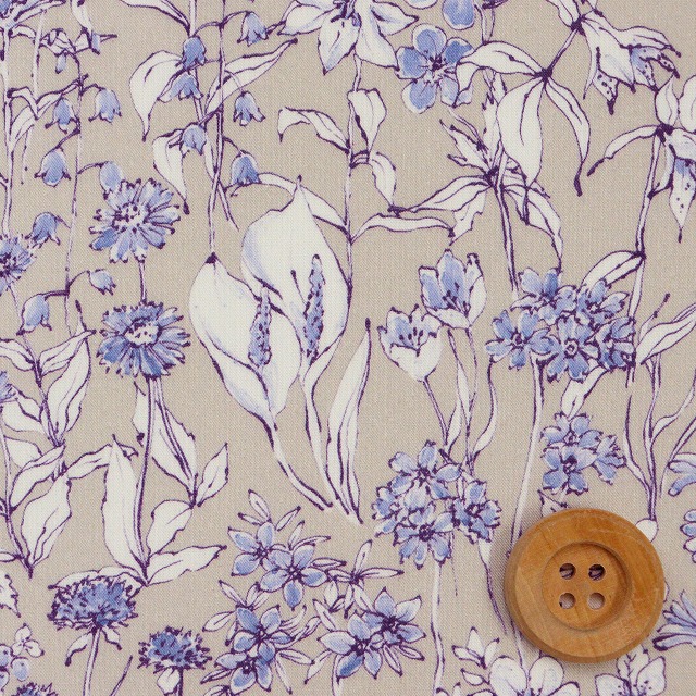 リバティ・ファブリックス タナローン（Wandervogel ワンダーフォーゲル）ブルー＆ベージュ【24-363J4221・AE】