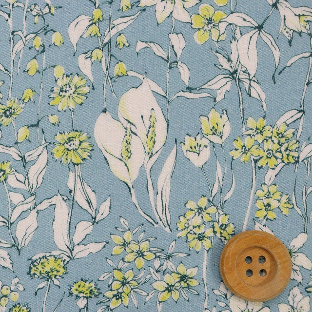 リバティ・ファブリックス タナローン（Wandervogel ワンダーフォーゲル）イエロー＆ブルーグリーン【24-363J4221・DE】