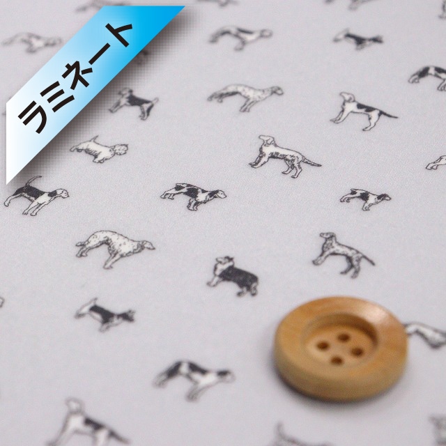 リバティ・ファブリックス タナローン【ラミネート加工】（Man's Best Friend マンズ・ベスト・フレンド）グレー【21-1611110・ZE】