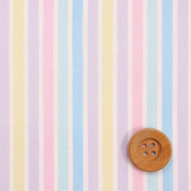 バニラポップストライプ／ブルー系レインボー【シーチング生地】