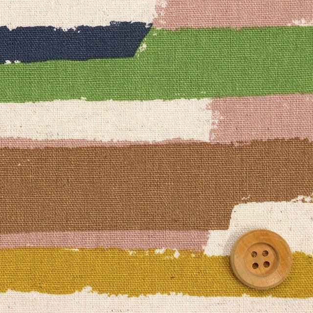 アートジオムボーダー　ART GEOME BORDER／スモークカラー【綿麻キャンバス生地】