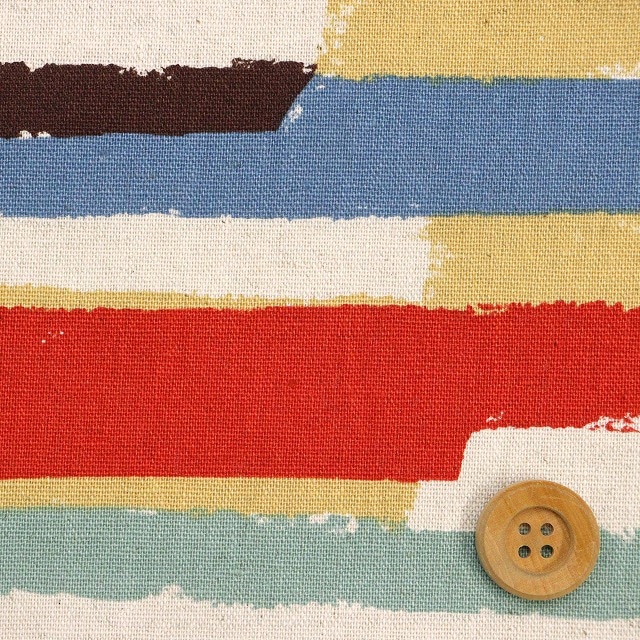 アートジオムボーダー　ART GEOME BORDER／ビビッドカラー【綿麻キャンバス生地】