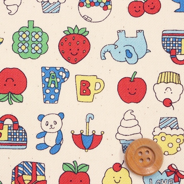 レトロスクール Retro School／生成り地【オックス生地】