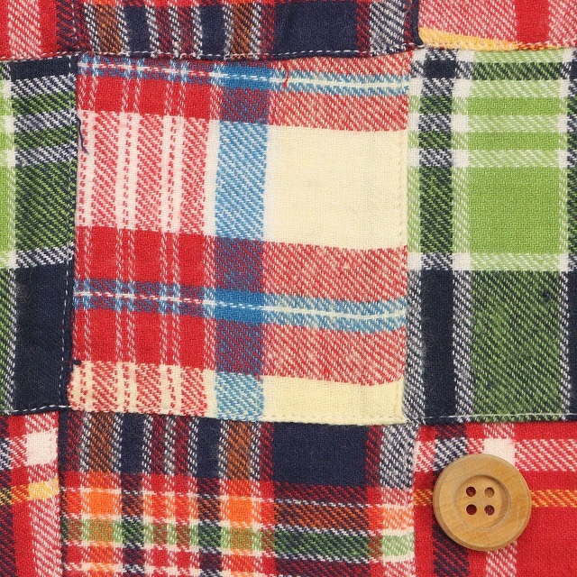 ★SALE★インドマドラスパッチワークネル起毛／レッド【インド綿】