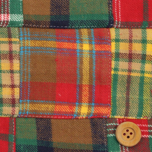 ★SALE★インドマドラスパッチワークネル起毛／ブラウン【インド綿】