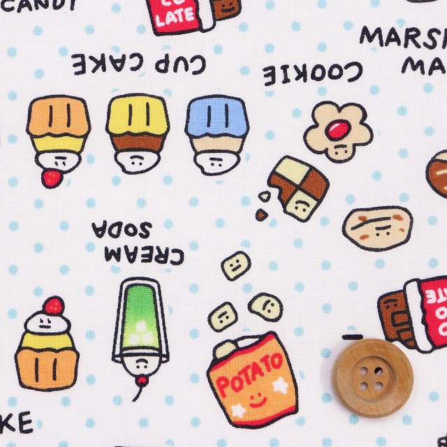 ポップスイーツパーティ／オフホワイト【シーチング生地】