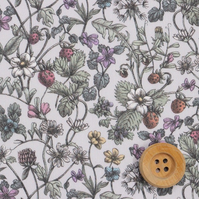 リバティ・ファブリックス タナローン（Antique Garden アンティーク・ガーデン）ライトグレー【25-363J75916・26AU】