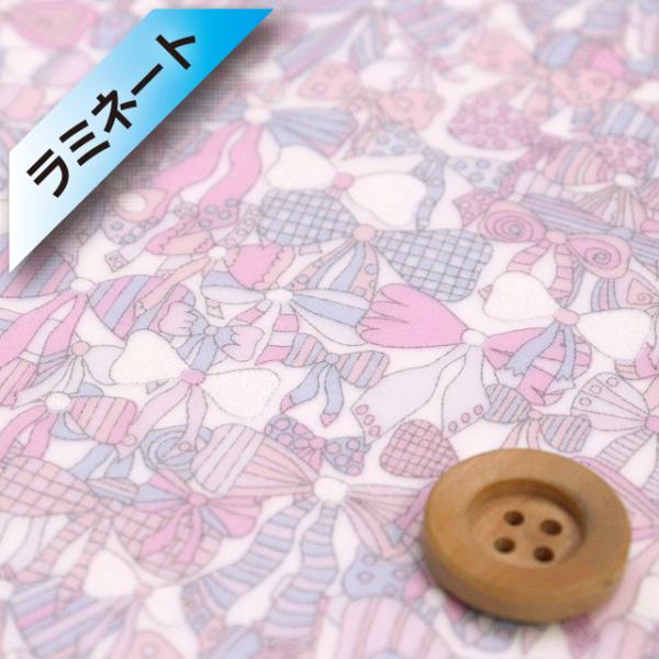 【サンドウオリジナルカラー】リバティ・ファブリックス タナローン【ラミネート加工】（Jenny’s Bows ジェニーズ・ボウズ）メルティピンク＆パープル／20cm【DC34400・J24A】
