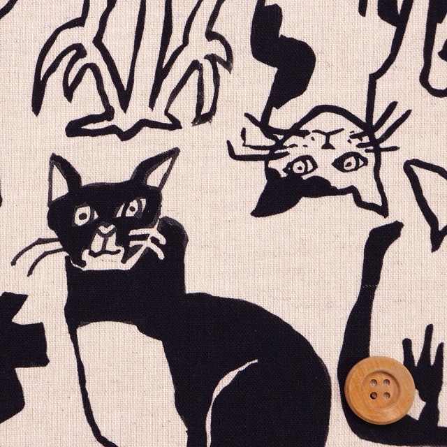 猫と植物（NekoNoeシリーズ）Ayano Tamuro／生成地【綿麻キャンバス】