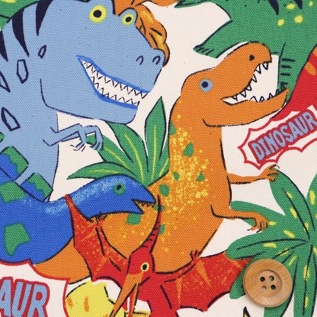 パワフルアニマル恐竜柄／オレンジ【オックス生地】