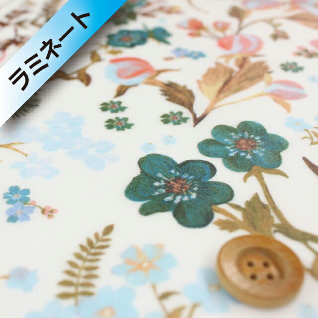 リバティ・ファブリックス タナローン【ラミネート加工】（Heidi ハイディ）ホワイト／20cm【18-3638137・18AT】