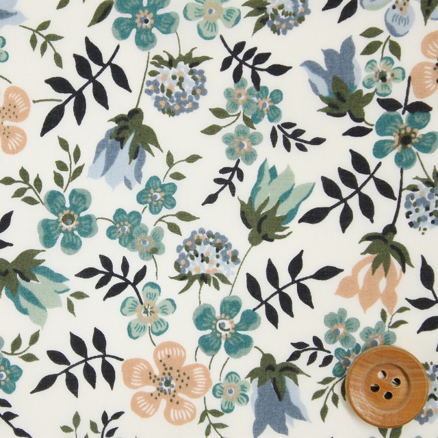 リバティ・ファブリックス タナローン（Edenham エデナム）ブルーグリーン／20cm【3637071・PE】