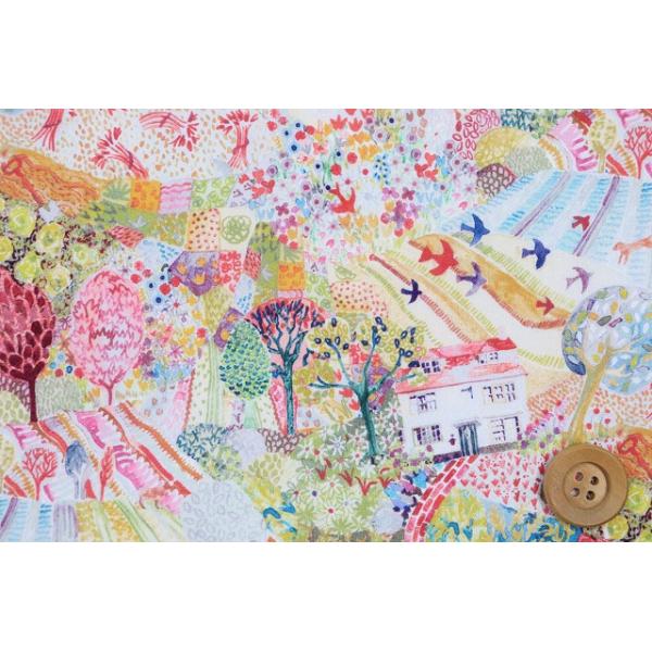 リバティ・ファブリックス タナローン（Royal Oak House ロイヤル・オーク・ハウス）イエロー＆ピンク／30cm【17-3637281・CE】