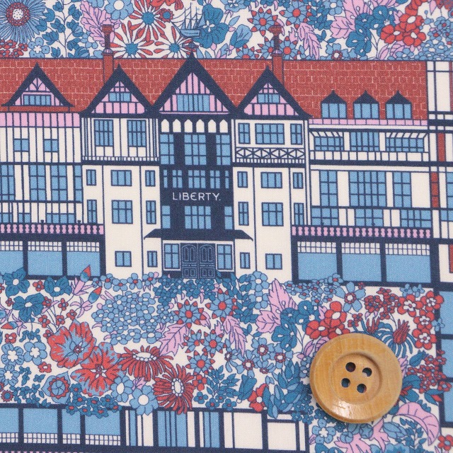 リバティ・ファブリックス タナローン（Tudor Belle チューダー・ベル）レッド＆ブルー【26-363J64027・26BU】