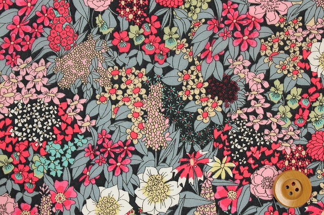 リバティ・ファブリックス タナローン（Ciara キアラ）ブラック＆グレー／40cm【3635047・BE】