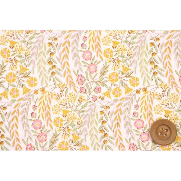 リバティ・ファブリックス タナローン（Naiad ナイアード）ライトイエロー＆ピンク／60cm【23-3633250・23BT】