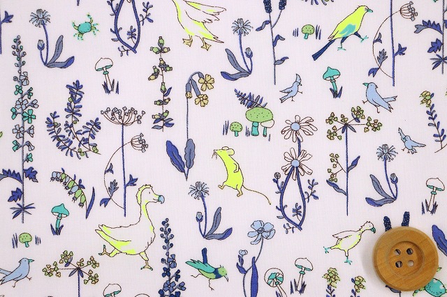 リバティ・ファブリックス タナローン（Theo Neon セオ・ネオン）ブルー/イエローネオン／20cm【DC33635・J24B】