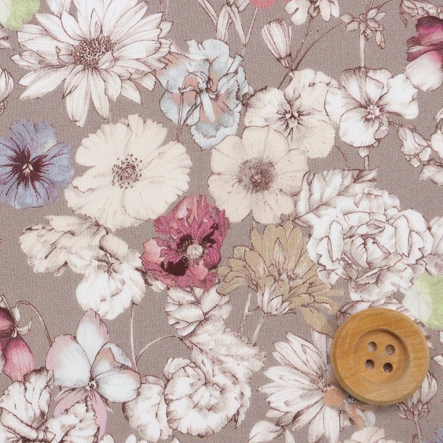 リバティ・ファブリックス オーガニックタナローン（Wrest Meadow レスト・メドウ）スモーキーブラウン地【26-157J75901・26BU】