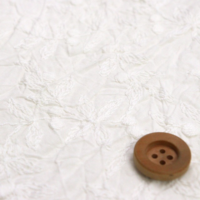 【NANA】植物と実　刺繍生地／オフホワイト【5114・1】