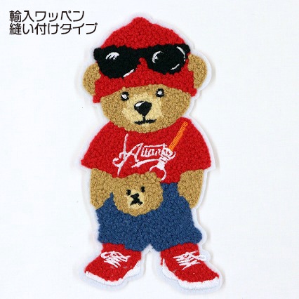 ストリートベア（レッド）【輸入ワッペン/縫い付けタイプ】