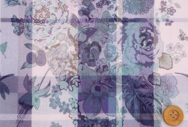 リバティ・ファブリックス タナローン（Childhood Collage チャイルドフッド・コラージュ）ブルー／70cm【DC33555・J25D】