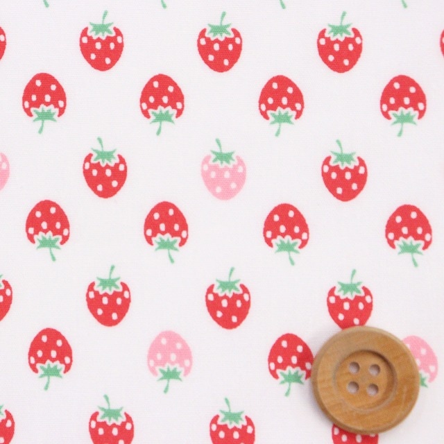 ★SALE★2色のいちご柄/レッド＆ピンク【ブロード生地】