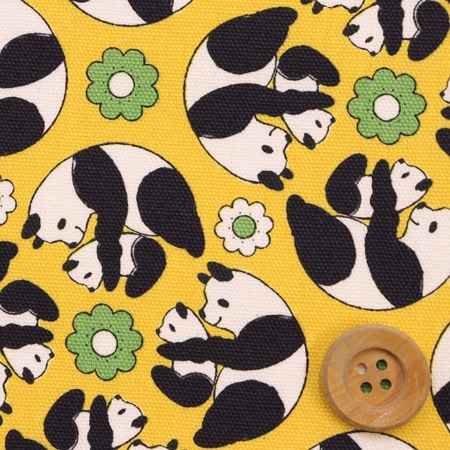 ★SALE★（YUWA）Goro Koro Panda/イエロー【オックス生地】