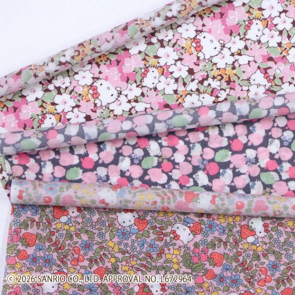 ◎リバティ・ファブリックスお試しセット◎【ラミネート加工】『HELLO KITTY Season1・Season2 復刻コレクション 』カットクロス3枚セット（ピンク系）