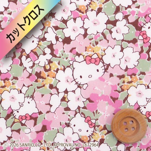 【限定復刻柄】リバティ・ファブリックス×ハローキティ タナローン（Kakurenbo カクレンボ）ピンク【DC27541・J27A】カットクロス