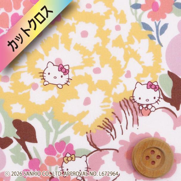 【限定復刻柄】リバティ・ファブリックス×ハローキティ タナローン（Peak-a-Boo ピーク・ア・ブー）ピンク【DC27621・J27A】カットクロス