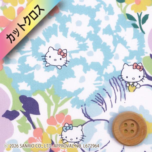 【限定復刻柄】リバティ・ファブリックス×ハローキティ タナローン（Peak-a-Boo ピーク・ア・ブー）パープル＆ブルー【DC27621・J27B】カットクロス