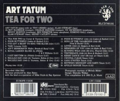 Art Tatumアート・テイタムTea for Two | 海外ジャズ・インスト