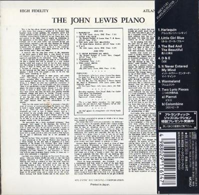 John Lewis ジョン・ルイスPiano(紙ジャケ） | 海外ジャズ