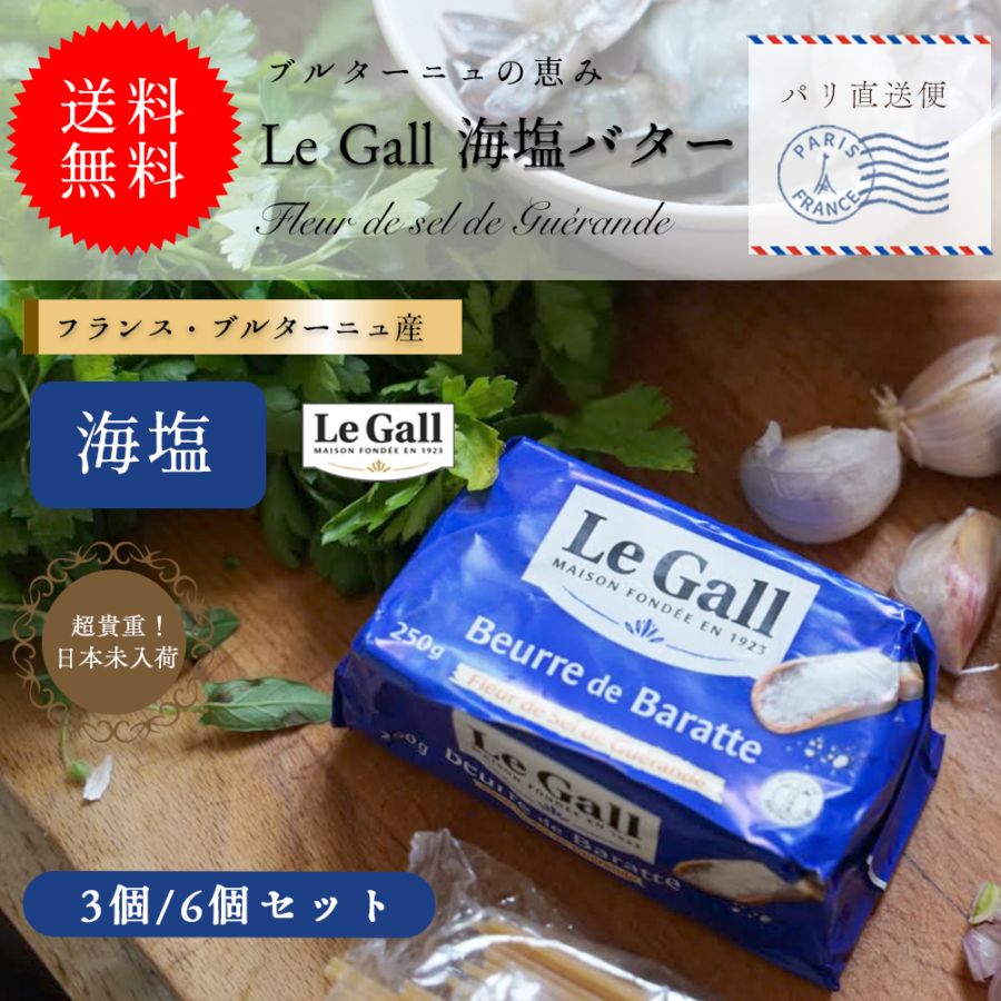 【送料無料】ルガル 海塩バター 250g｜3個 or 6個セット｜ルガル社製 フランス ブルターニュ産｜ゲランドの塩使用 発酵バター 有塩バター｜Le Gall Beurre de Baratte