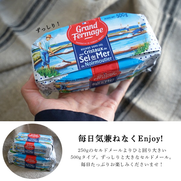 【送料無料・5個セット】セルドメール 海塩バター 500g×5個セット｜グランフェルマージュ社製 フランス産 発酵バター｜フルールドセル 天然海塩｜Grand Fermage Sel de Mer パリ直送