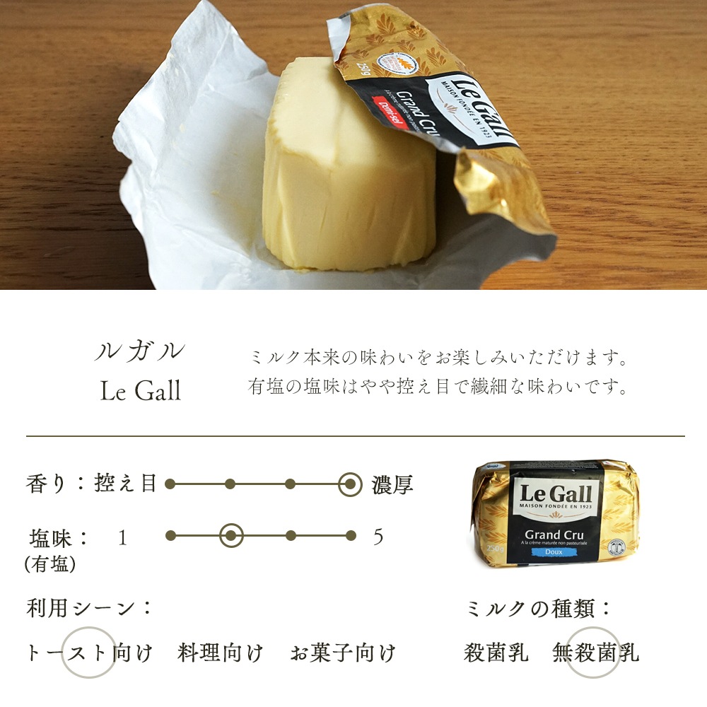 ルガル バター 有塩発酵バター 250g 無殺菌バター