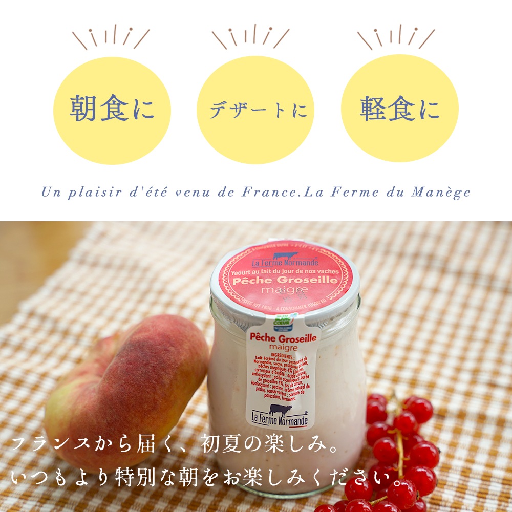期間限定 【 送料無料 】 マネージュ ヨーグルト  4種セット（ レモン 桃 ココナッツ マンゴーパッションフルーツ ）｜180g×4 容器込みで総重量1.2kg｜フランス産 ヨーグルト パリ直送  La Ferme du Manege