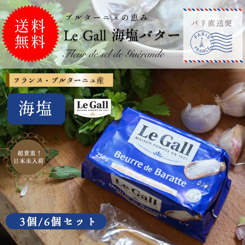 【送料無料】ルガル 海塩バター 250g|3個 or 6個セット|ルガル社製 フランス ブルターニュ産|ゲランドの塩使用 発酵バター 有塩バター|Le Gall Beurre de Baratte