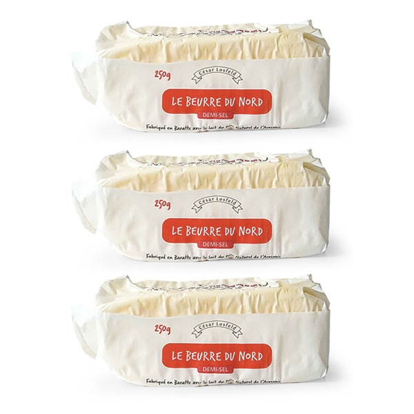 【送料無料・3個セット】ブール・ド・ノード 有塩バター 250g×3個セット｜セザールロスフェルド社製 フランス産 発酵バター｜日本未入荷 北フランス ベルギー国境 地場産ミルク100％ 北バター